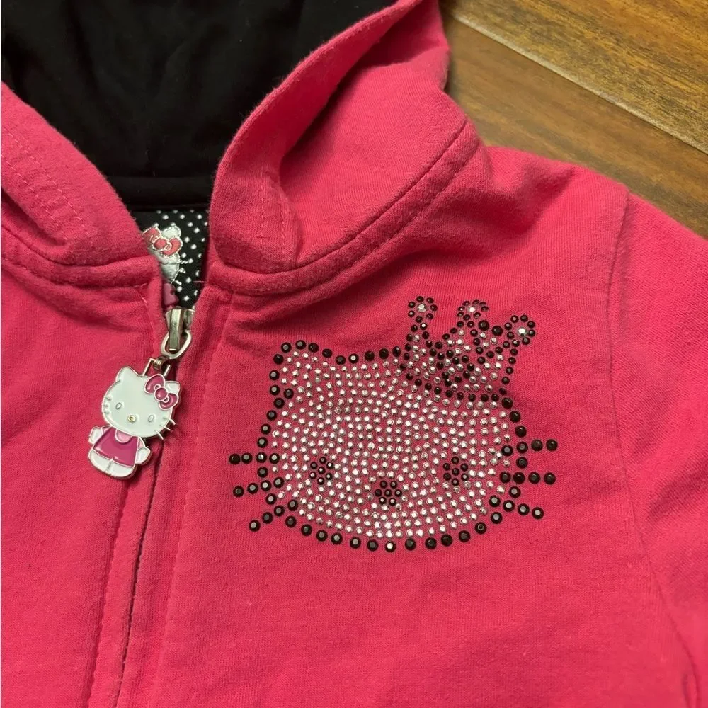 Hello Kitty pink zip up hoodie gem/bedazzled - Picture 2 of 5